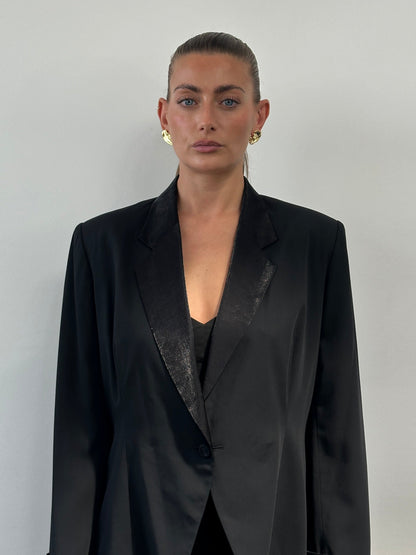 Vintage 90s Fitted Tuxedo Blazer -  M