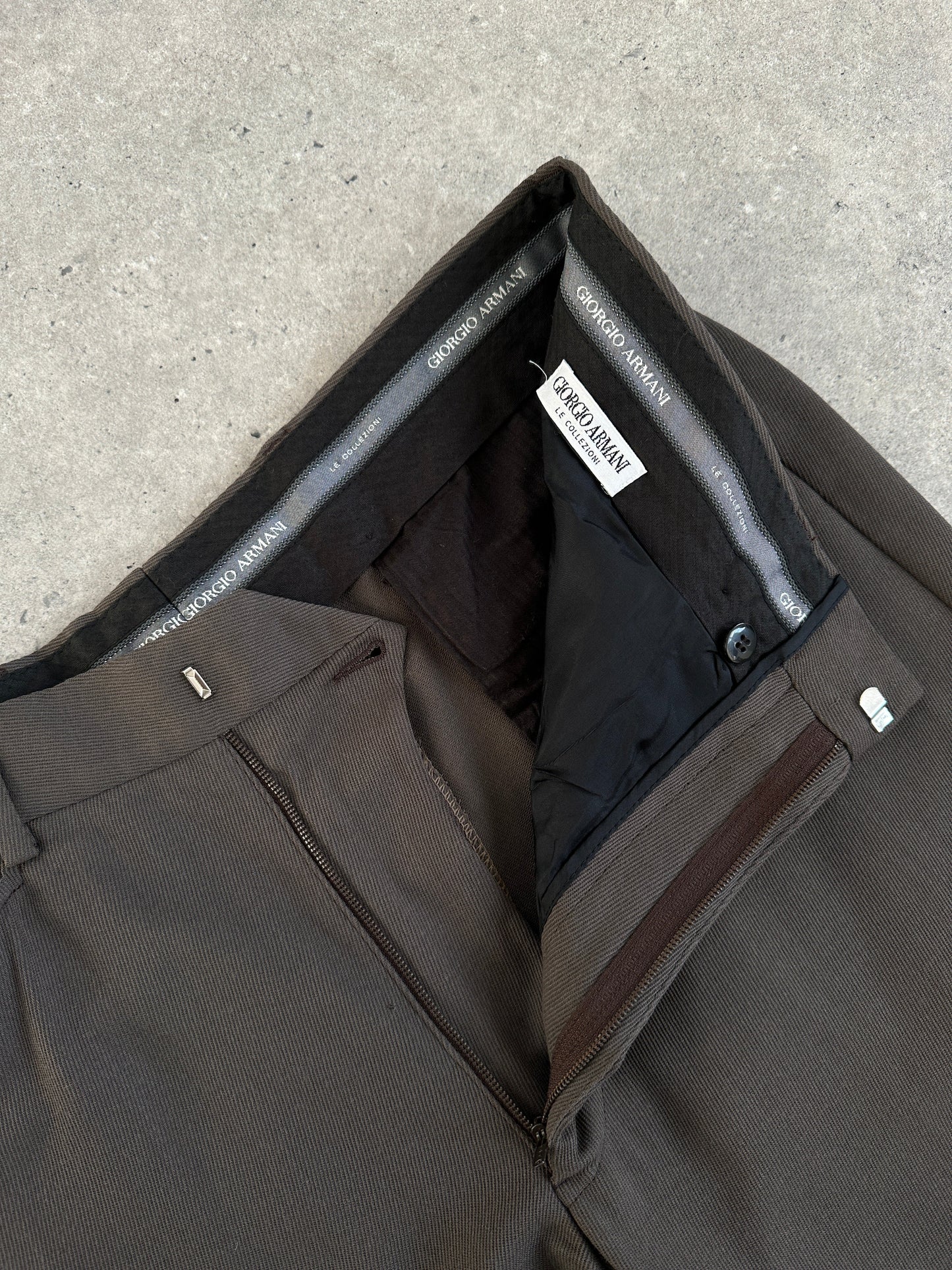 Giorgio Armani Wool Straight Leg High Waisted Trousers - W34