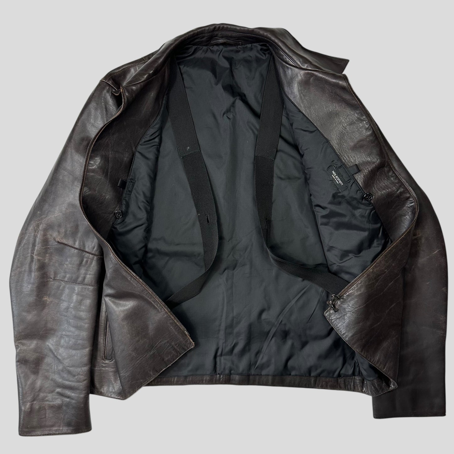 Neil Barrett AW00 Leather Moto Backpack Jacket - M/L | O/S, Brown