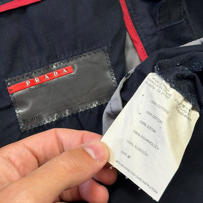 Prada Sport 2003 Challenge Reinforced Cotton Logo Shorts - 33-36 | W33, Navy