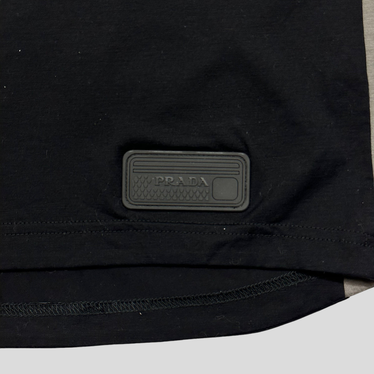 Prada Milano 2018 Rubber Race Logo Panelled Longsleeve - M | Large, Black