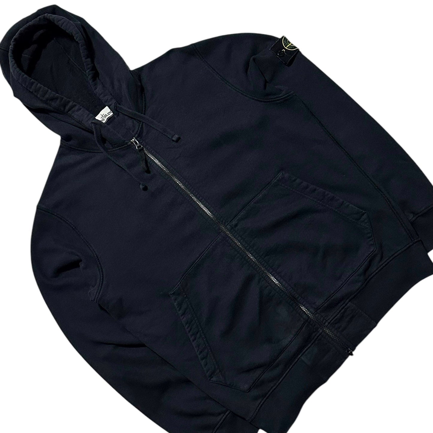 Stone Island Zip Up Thick Cotton Hoodie