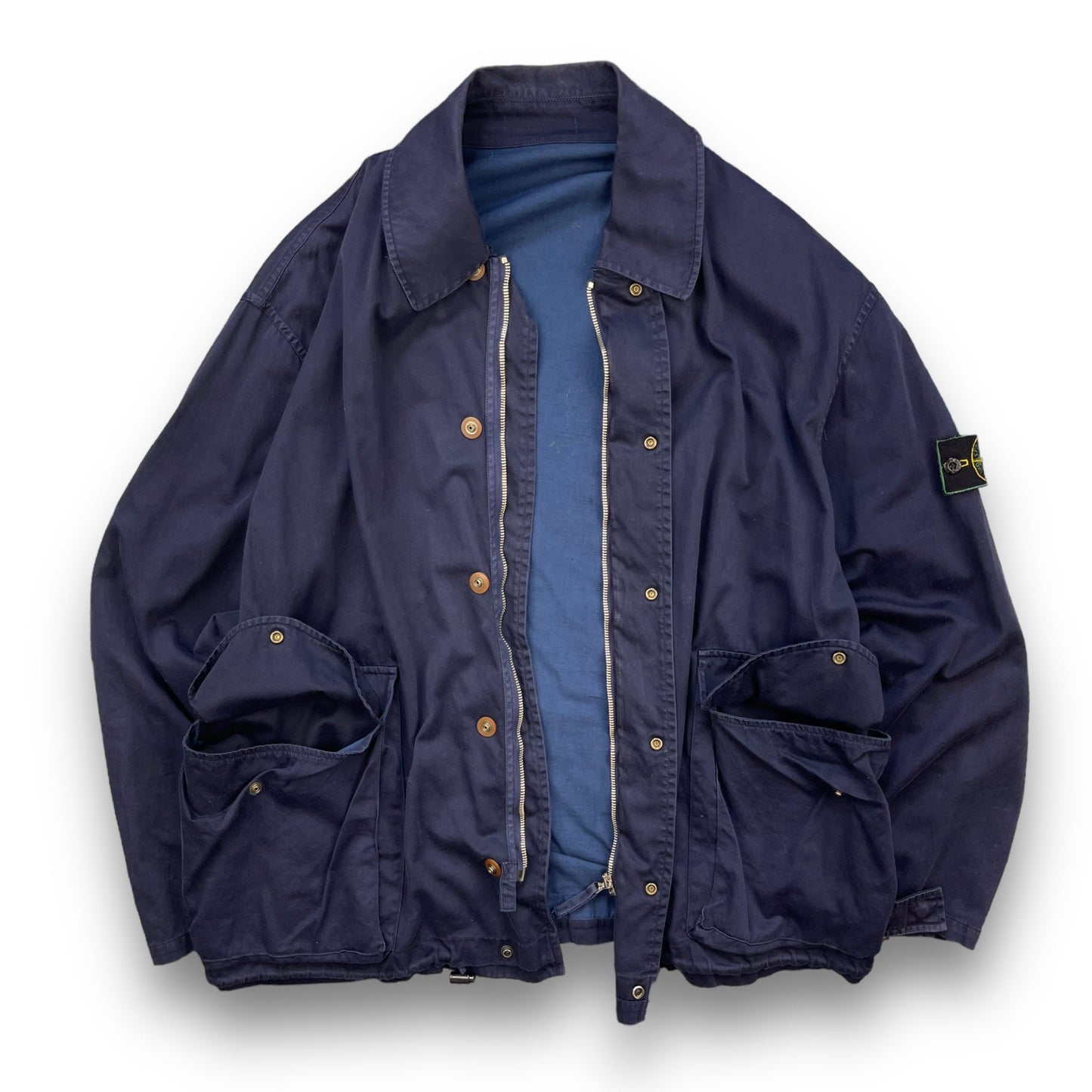 1991/93 Stone Island Raso Gommato Jacket (L) | Default Title, Navy