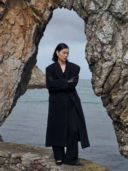 Pierre Cardin 1990s Wool Cashmere Double Breasted Floor Length Coat - XL