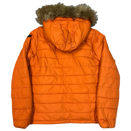 Schott Puffer Jacket With Fur Hood In Orange ( S )