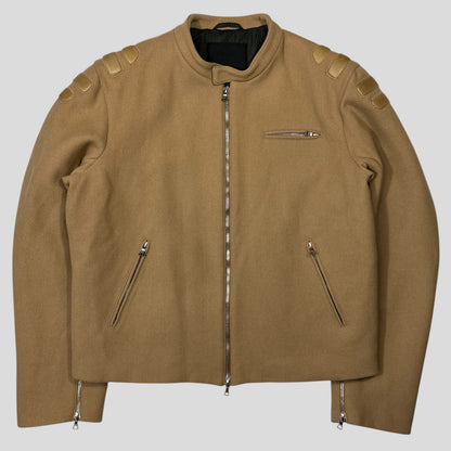 Prada Milano 1999 Wool Padded Leather Detailed Biker Jacket - L | Default Title, Multicoloured