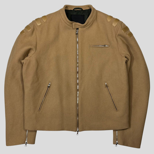 Prada Milano 1999 Wool Padded Leather Detailed Biker Jacket - L | Default Title, Multicoloured