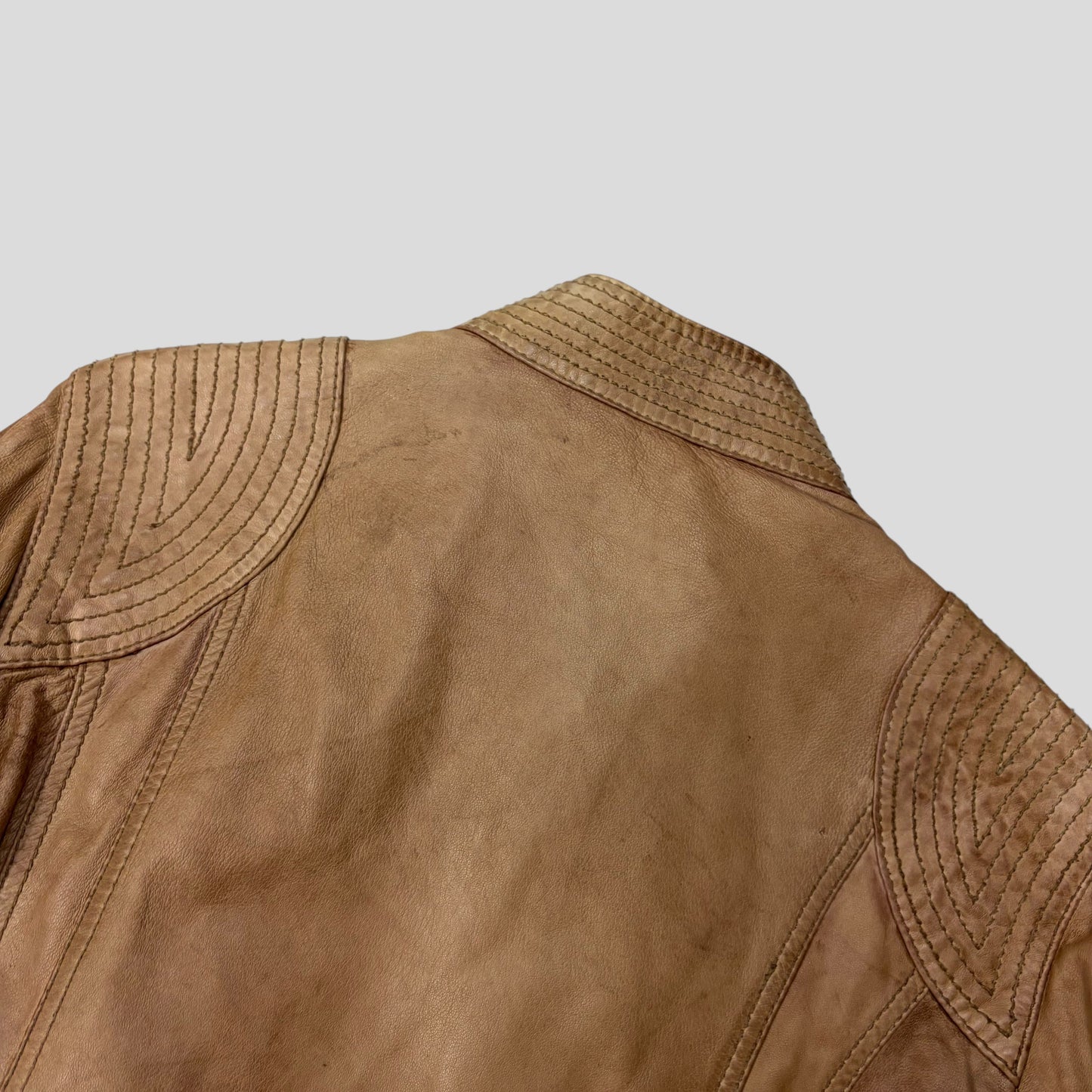 Dolce & Gabanna 2011 Antique Effect Leather Cargo Biker Jacket - M | Default Title, Brown