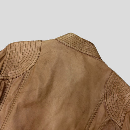 Dolce & Gabanna 2011 Antique Effect Leather Cargo Biker Jacket - M | Default Title, Brown