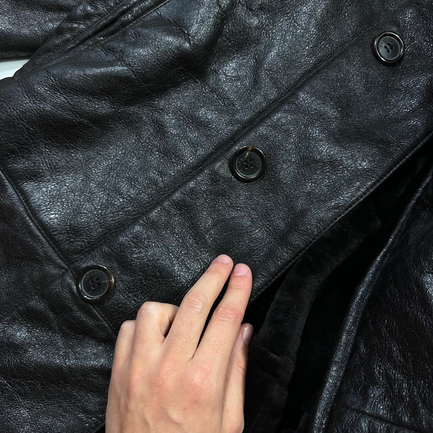 Prada Milano 00’s Leather Sheepskin Fur Full Lined Long Coat - IT50 (L/XL)