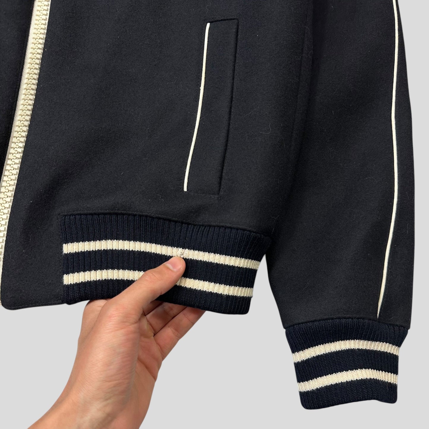 Dior AW05 by Hedi Slimane Contrast Piped Wool Varsity Jacket - IT52 (M/L) | Default Title, Multicoloured