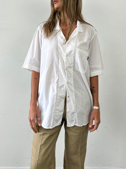 Valentino Beachwear 90s Cotton Cuban Collar Shirt - L - Known Source