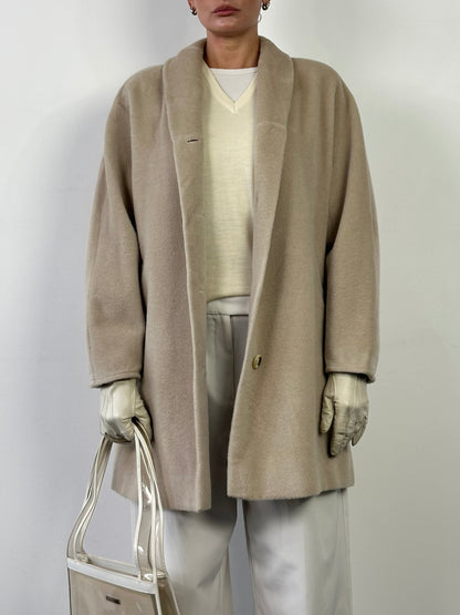 Max Mara Brushed Wool Cashmere Single Breasted Coat - M/L