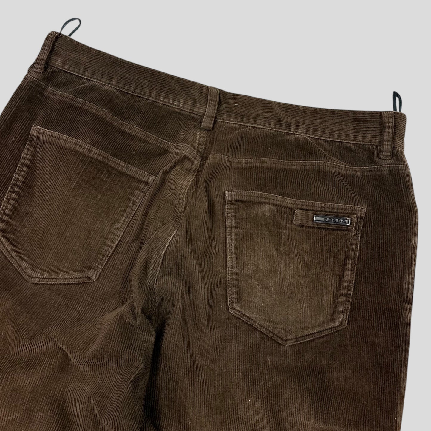 Prada Sport 2010 Black Logo Tab Brown Corduroy Trousers - IT48
