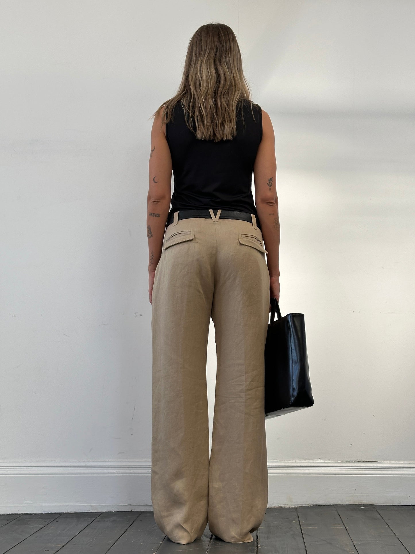 Versace 1990s Pure Ramie Wide Leg Trousers - W34