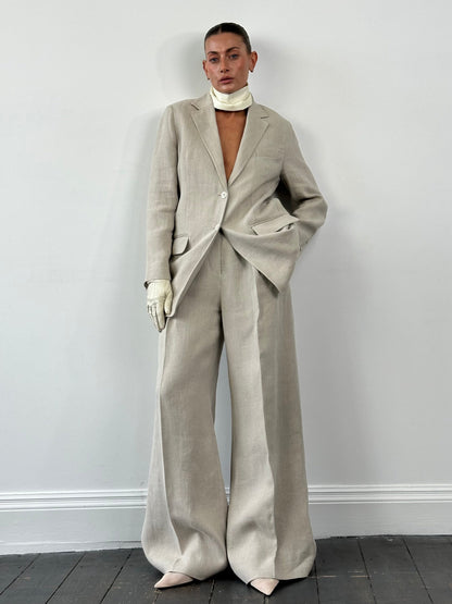 Max Mara Runway Pure Linen Wide Leg Suit - L/UK12