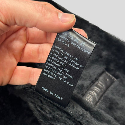 Neil Barrett Leather Lambskin Shearling Asymetrical Biker Jacket - S