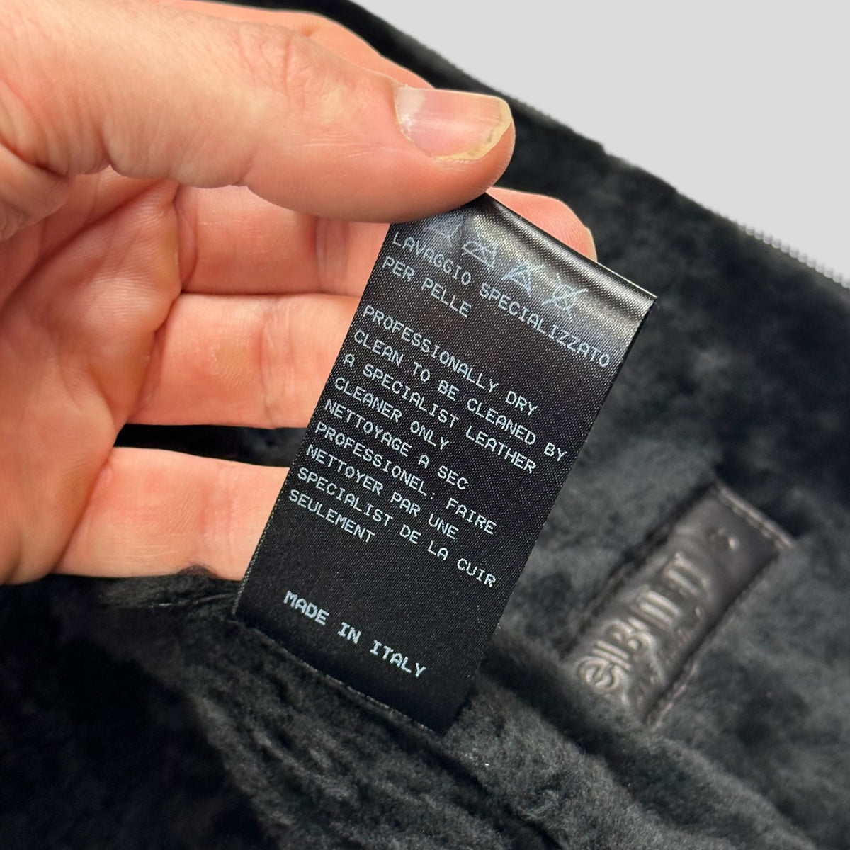 Neil Barrett Leather Lambskin Shearling Asymetrical Biker Jacket - S | Black