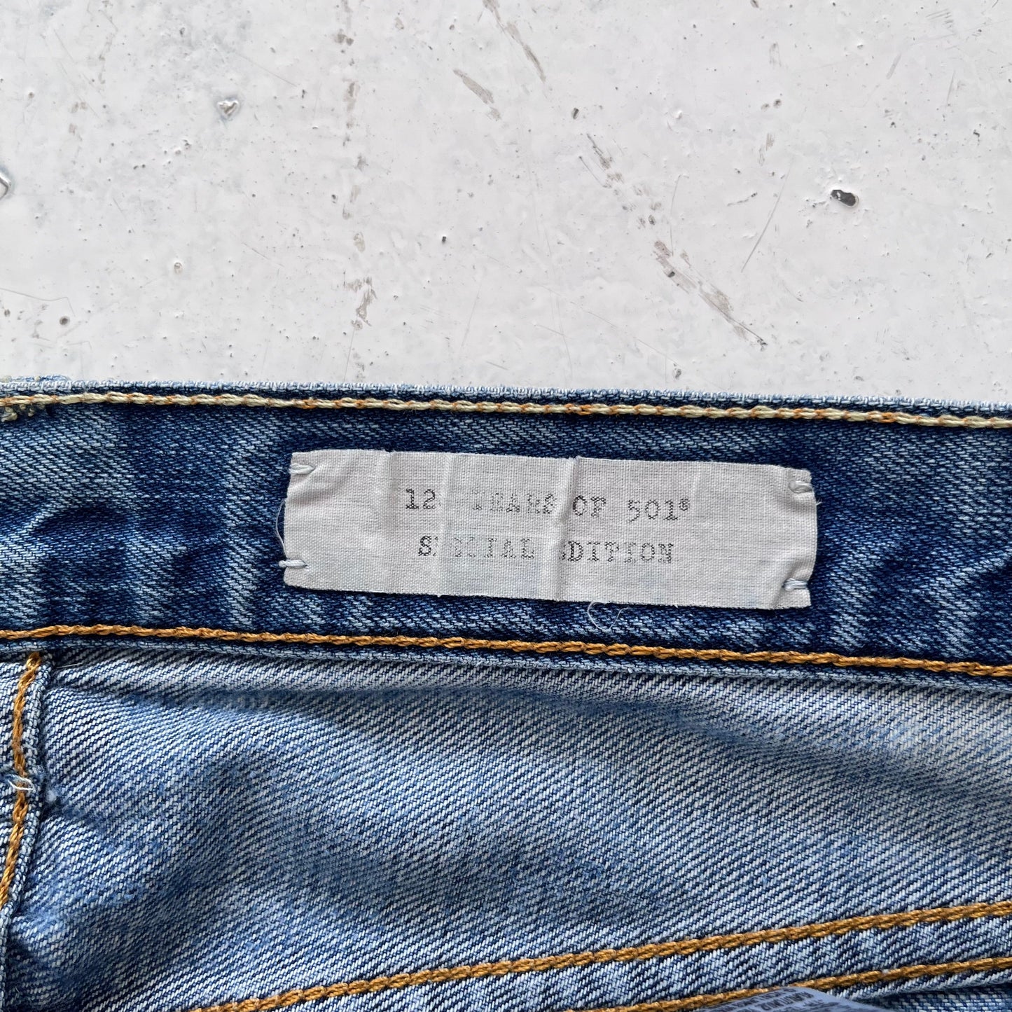 2000s levis 501 limited edition red line selvedge distressed jeans | Blue, Red