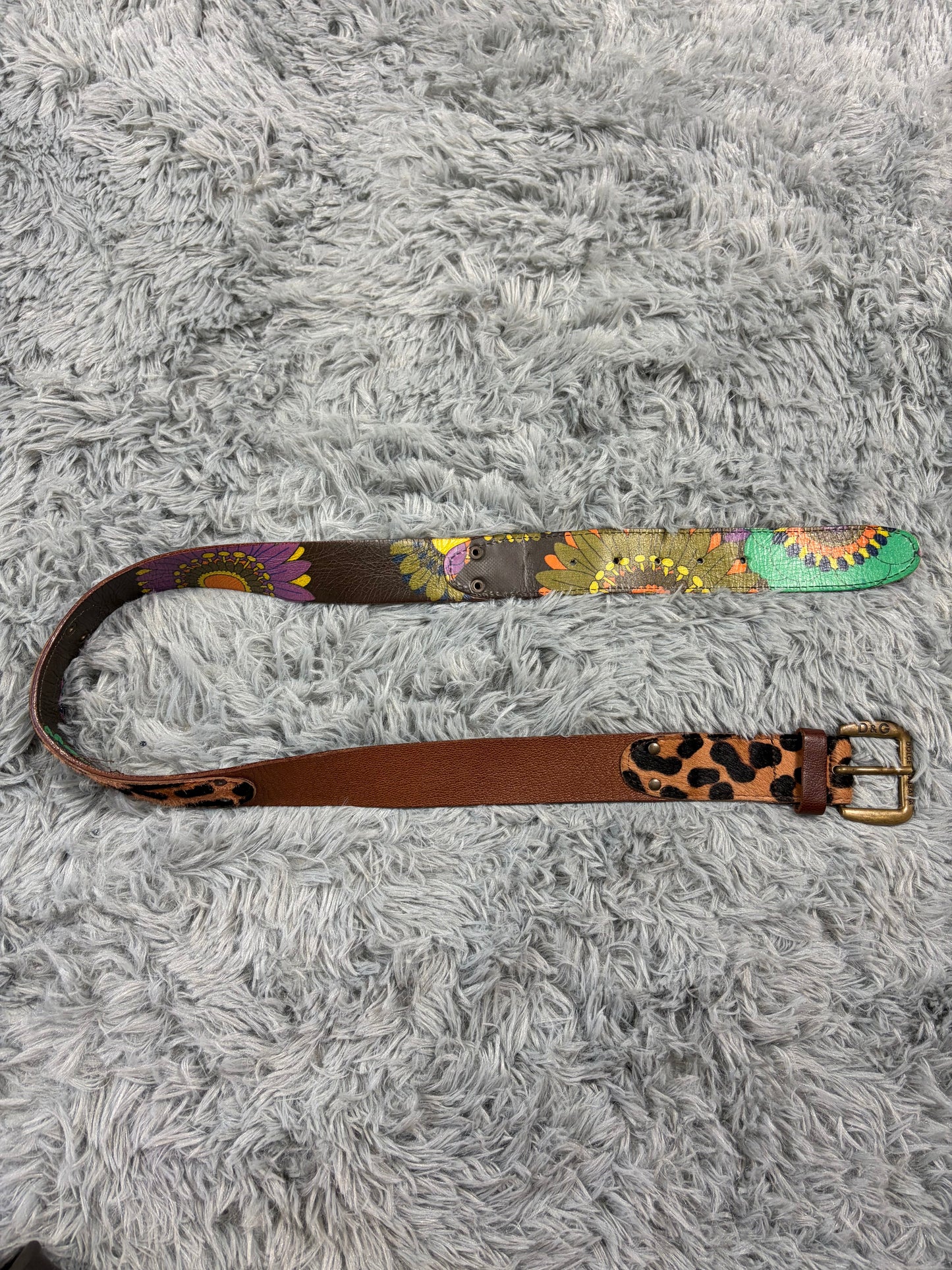 Dolce & Gabbana 00’s Pony Hair Leopard Reversible Leather Belt | O/S, Brown