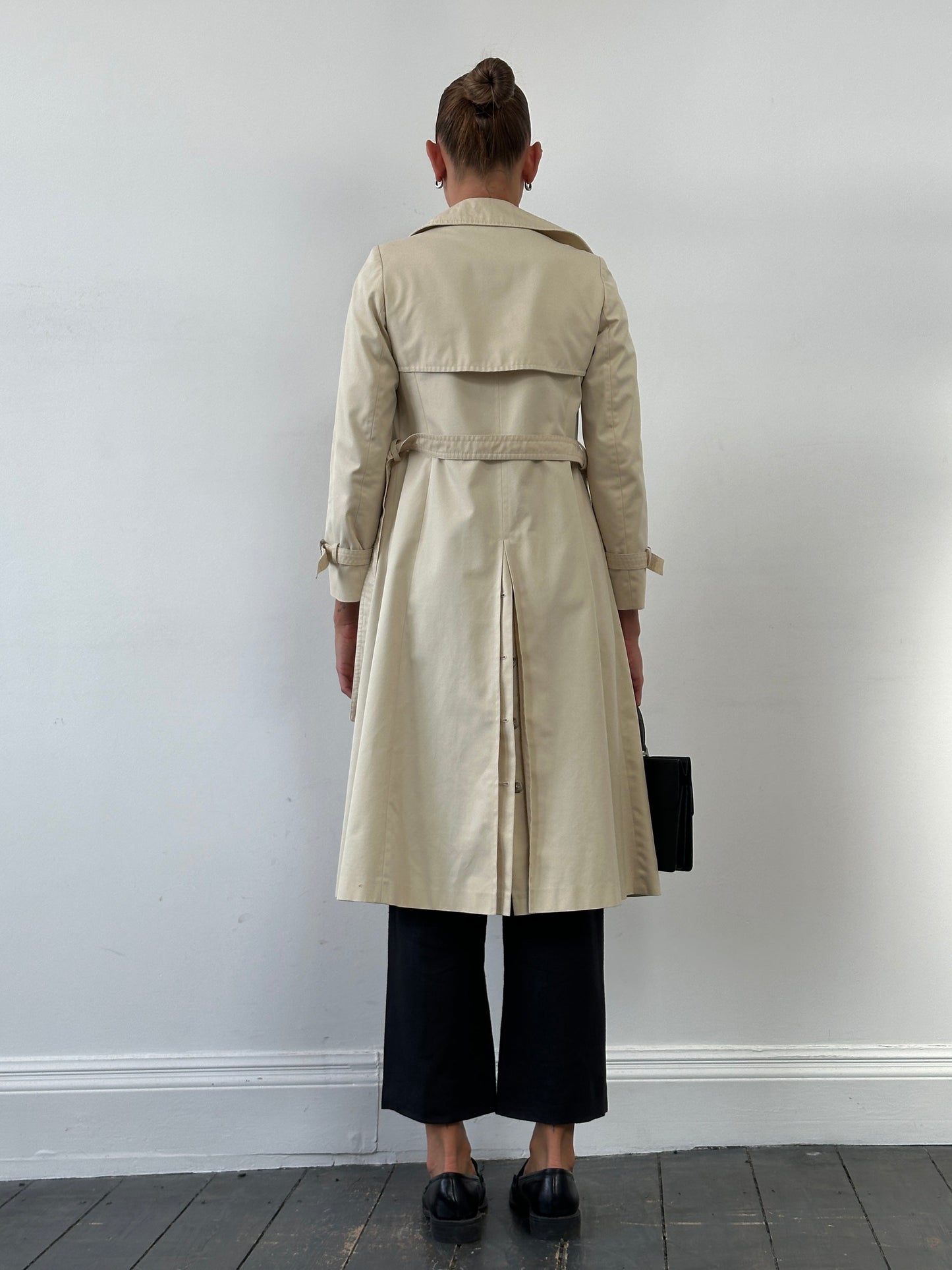Vintage 1980s Cotton Double Breasted Belted Trench Coat - XS