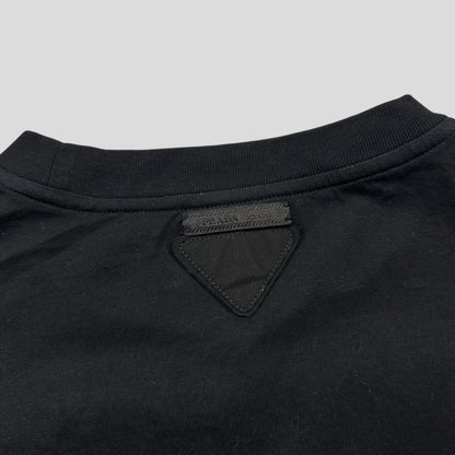 Prada Milano 2019 Triangle Logo Black Cotton Fitted T-shirt - XXL (L)