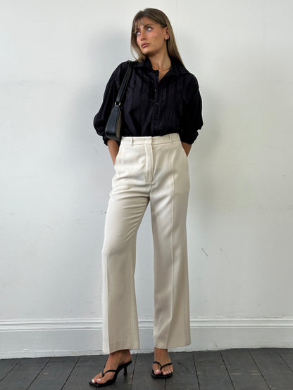 Max Mara Pure Wool High Waisted Tailored Trousers - W28 - Known Source