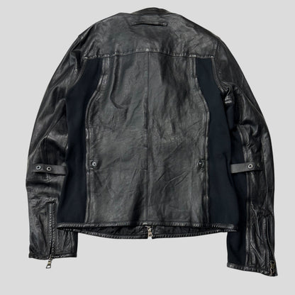 Prada Sport SS00 Leather Biker Curved Panelled Moto Jacket - IT48 (S)