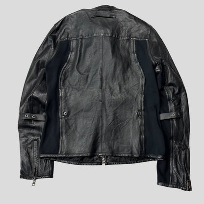 Prada Sport SS00 Leather Biker Curved Panelled Moto Jacket - IT48 (S) | Default Title, Black