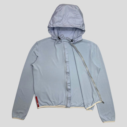 Prada Sport SS00 Baby Blue Mesh Cropped Technical Hoodie - M
