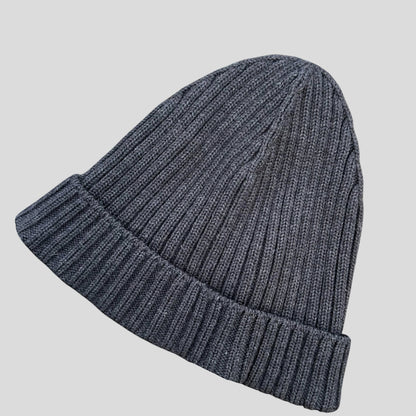 Prada 2020 Virgin Wool Ribbed Logo Beanie - M