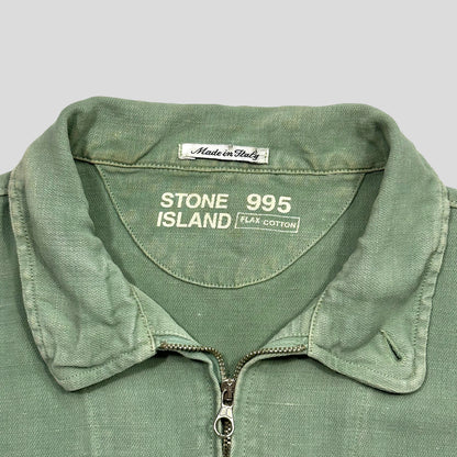Stone Island Marina 1995 Sage Green Flax Cotton Zip-up Jacket - M