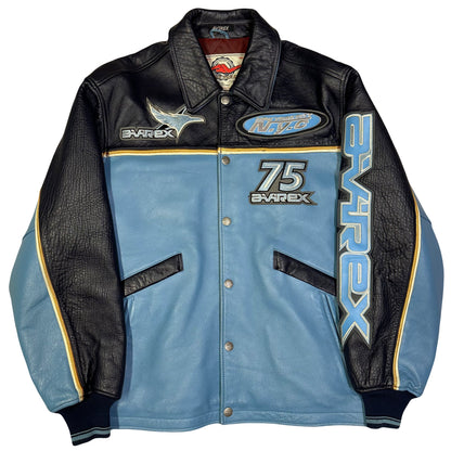 ARCHIVE Avirex Leather Jacket In Baby Blue & Navy ( L )