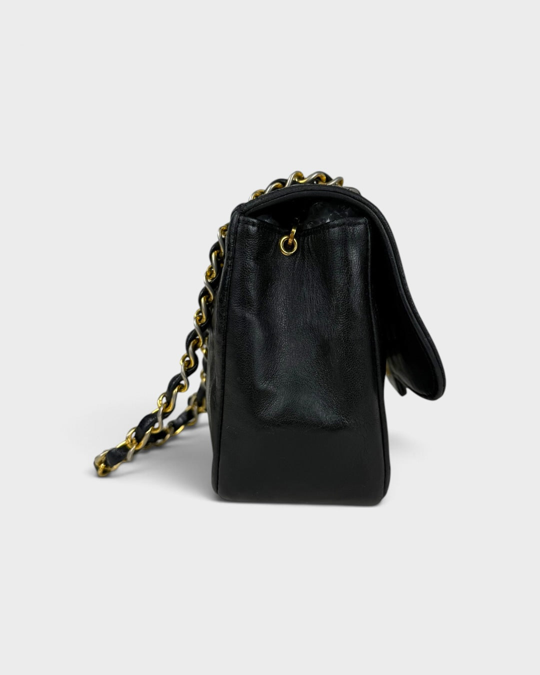 1980s Vintage Chanel Black Lambskin Diana Square Single Flap Bag 24K GHW | O/S, Multicoloured