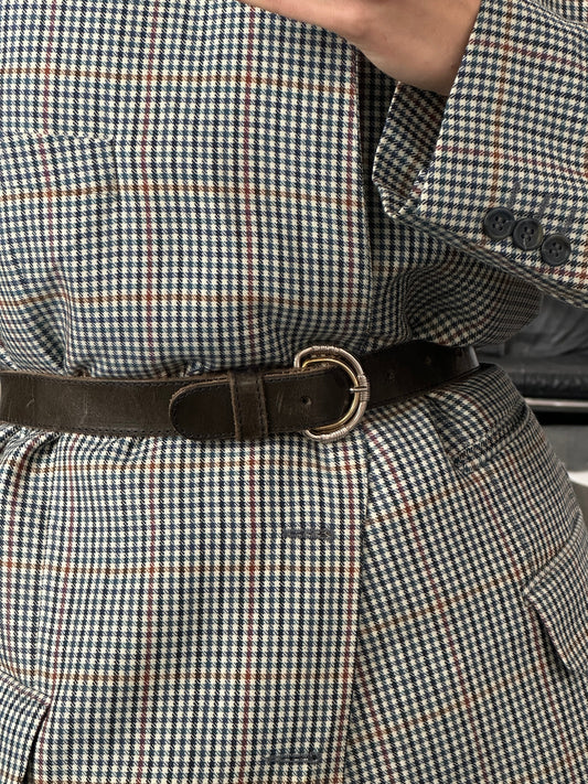 Vintage 1990s Double Buckle Leather Belt - W21-28