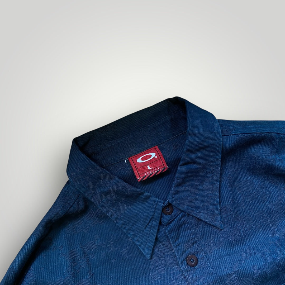 Oakley Software 2000’s Laser Print Monogram Button Up Shirt L