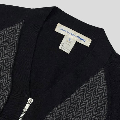 Comme Des Garçons SHIRT Wool Panelled Cardigan Jacket - S/M | Default Title, Black