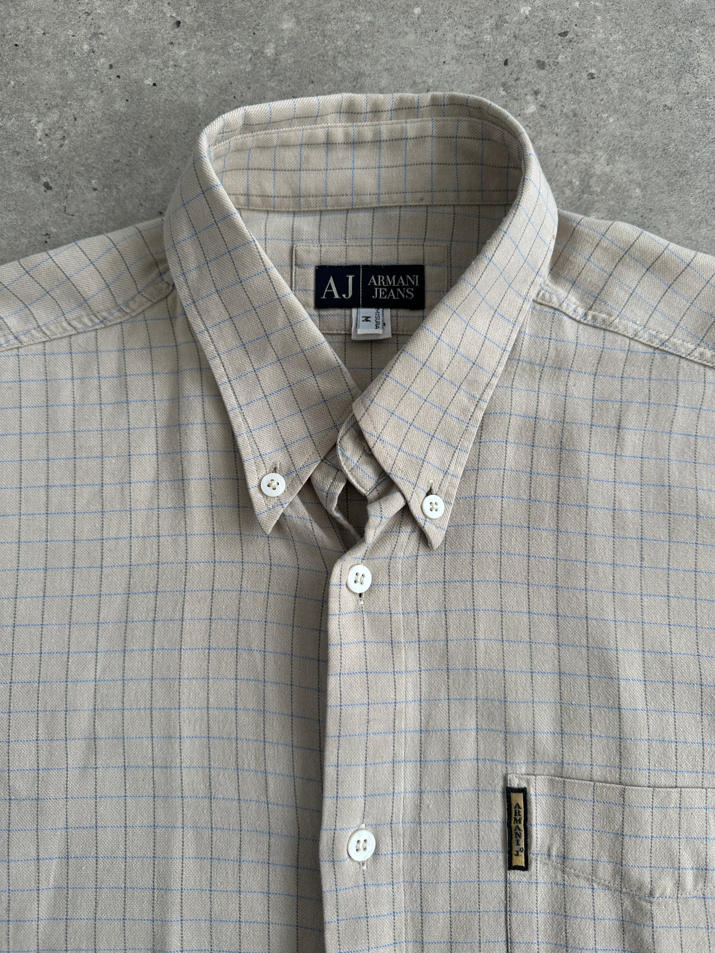 Armani Jeans Check Pure Cotton Logo Shirt - L/XL