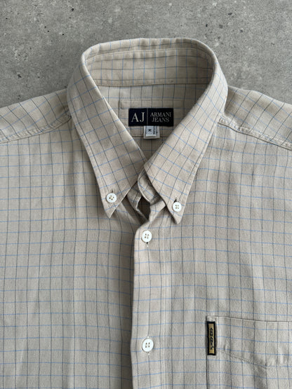 Armani Jeans Check Pure Cotton Logo Shirt - L/XL