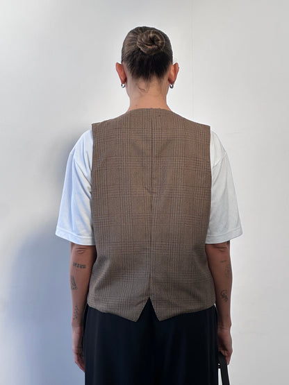 Vintage Wool Check Waistcoat - L