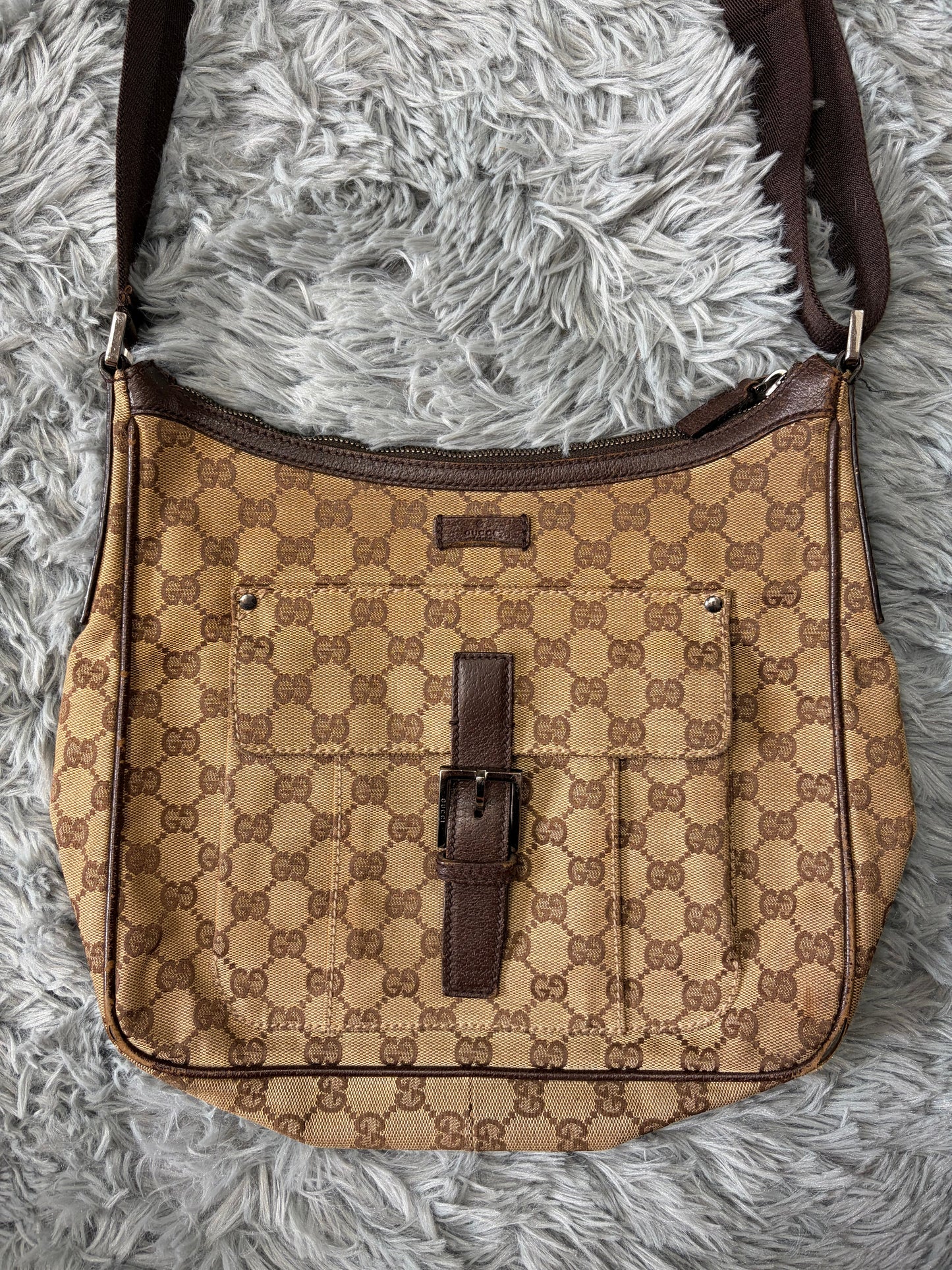 Gucci GG Monogram Brown Canvas Satchel Crossbody Bag | O/S, Multicoloured