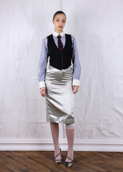 Raf Simons for Calvin Klein 205W39NYC metallic pencil silver skirt - Known Source