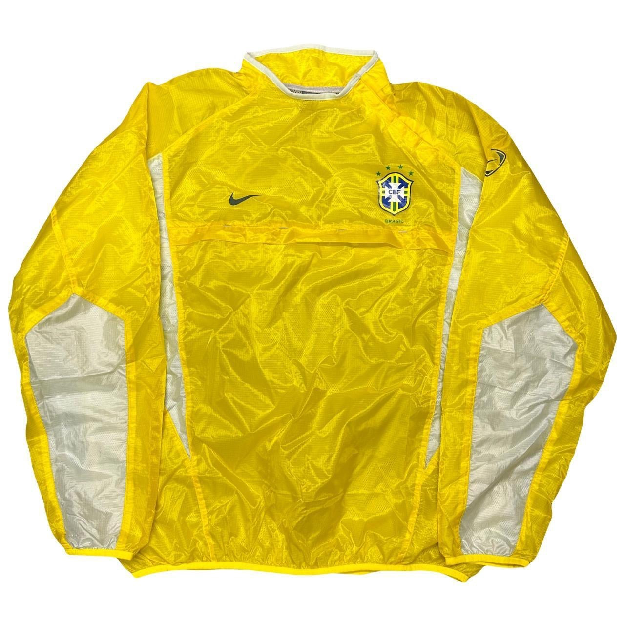 Nike Brazil 2002 Nylon Pullover Tracksuit Top In Yellow (S)