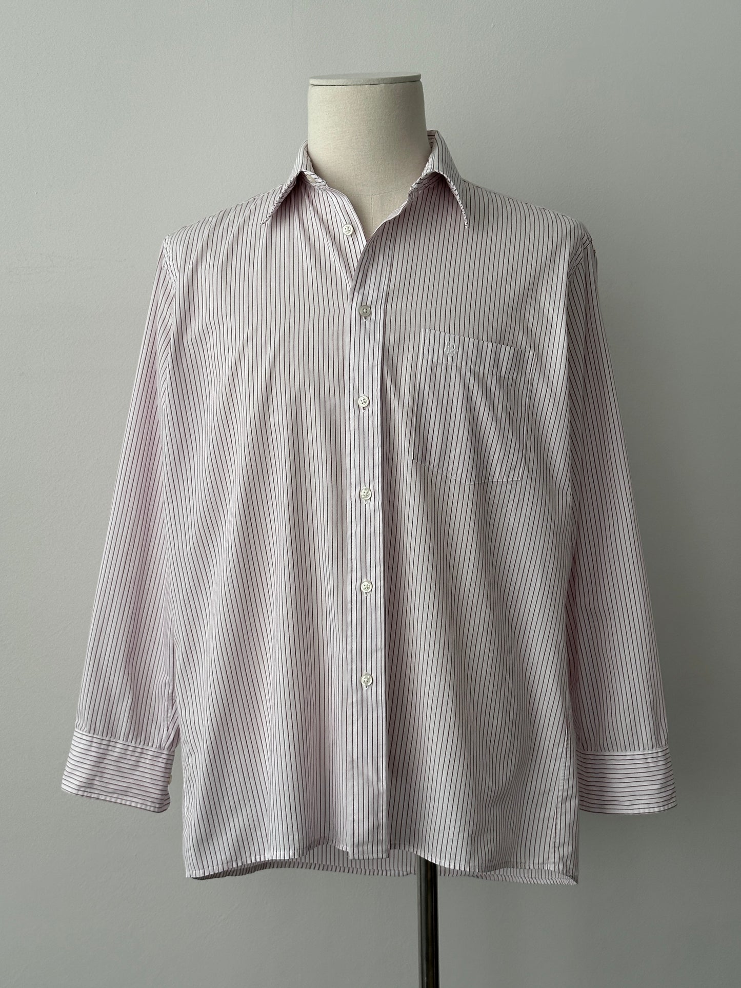 Christian Dior 1990s Cotton Striped Logo Shirt - M | Medium, Multicoloured