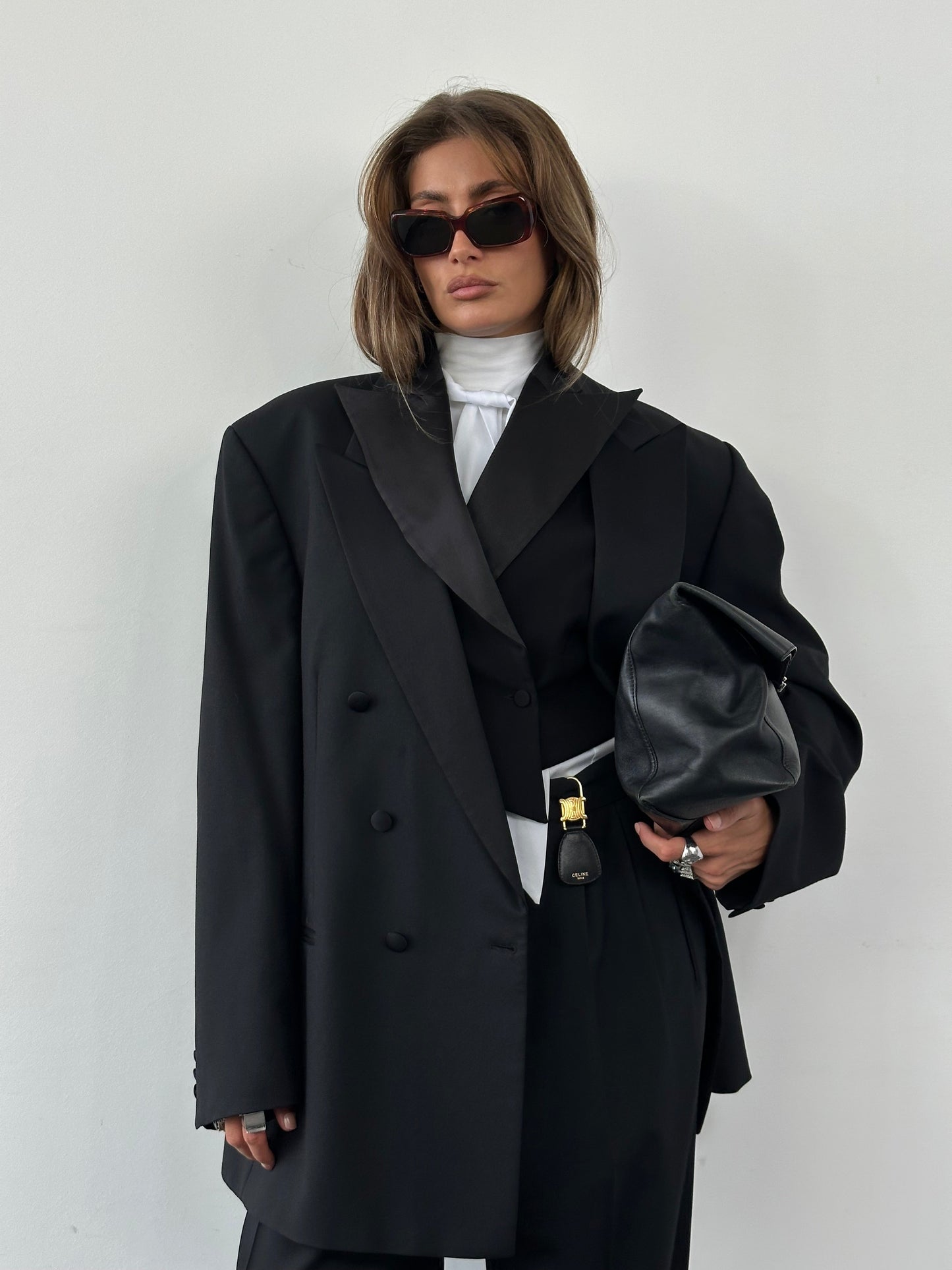 Vintage 1990s Tuxedo Pure Wool Double Breasted Suit - 46R/W34-36