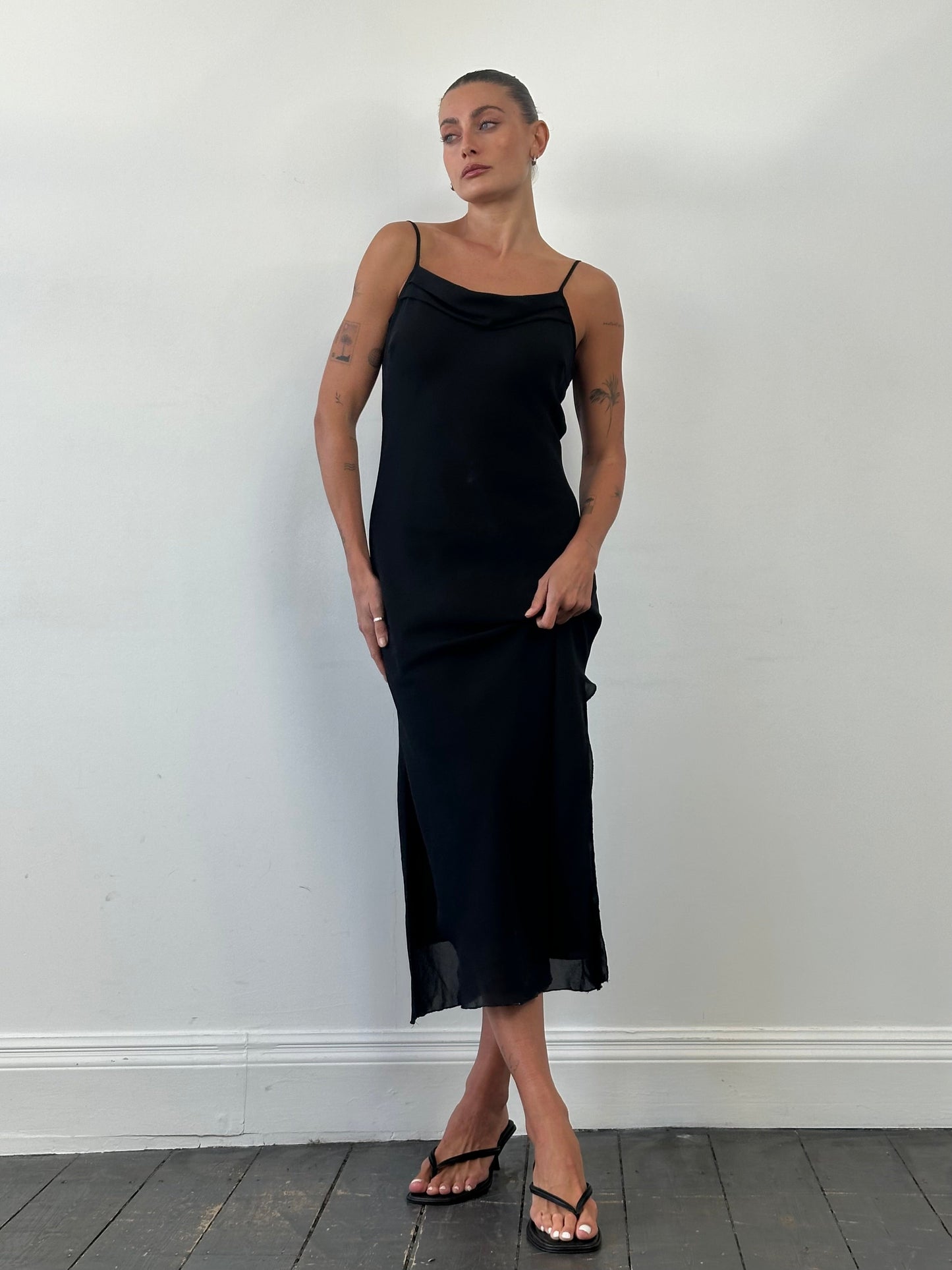 Italian Vintage Cowl Neck Maxi Dress - M