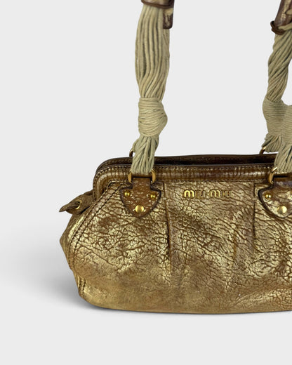 2000s Miu Miu Gold Leather Rope Handbag | O/S, Multicoloured