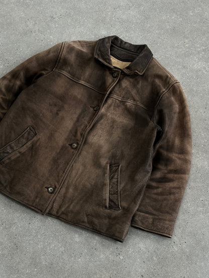 Vintage 1990s Distressed Leather Jacket - M