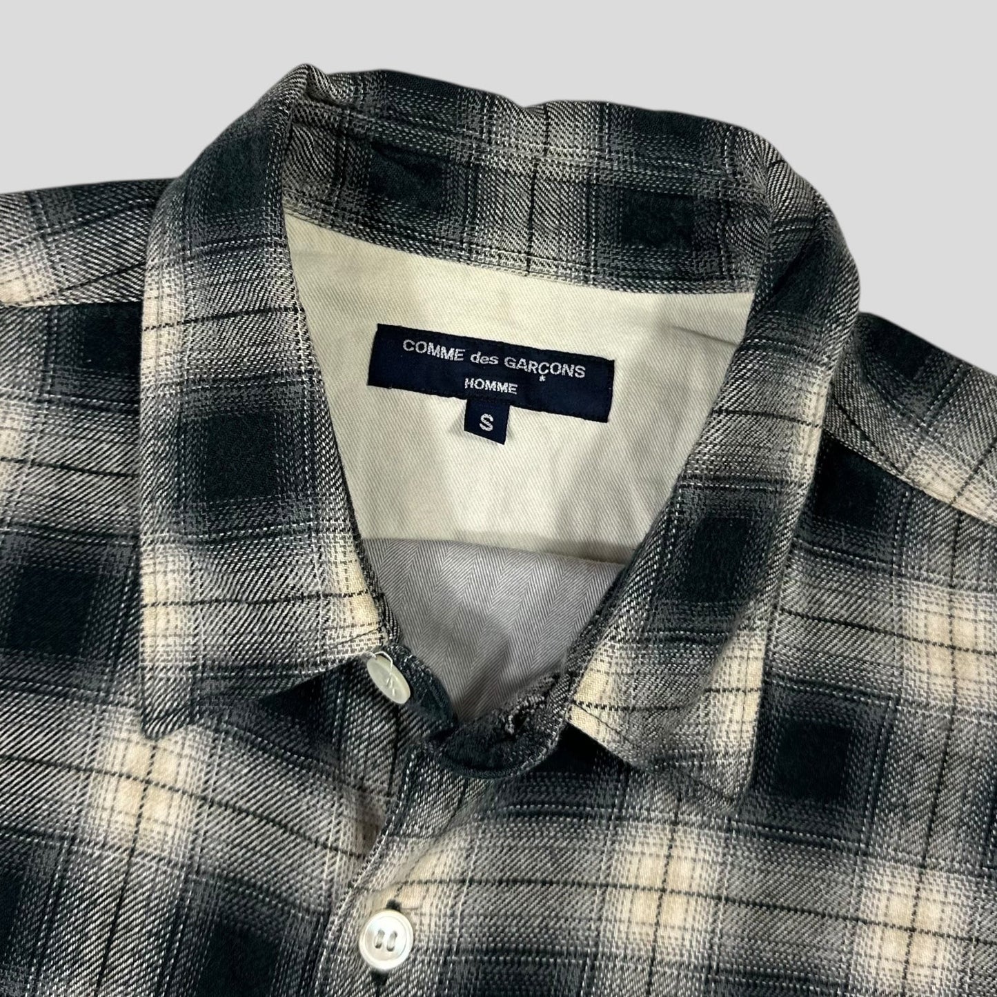 Comme Des Garçons Homme 2009 Shadow Plaid Panelled Flannel Shirt - S/M | Default Title, Grey