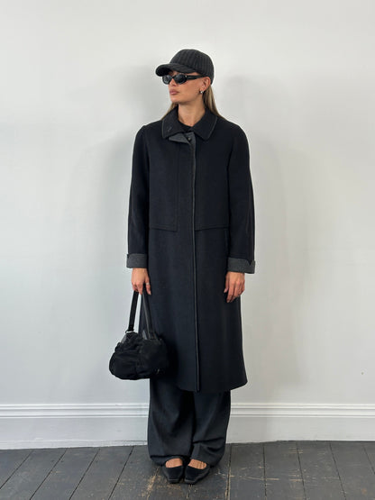 Vintage 1990s Wool Concealed Placket Coat - L